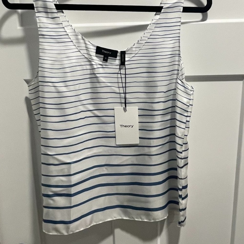 THEORY Stripe silk tank top